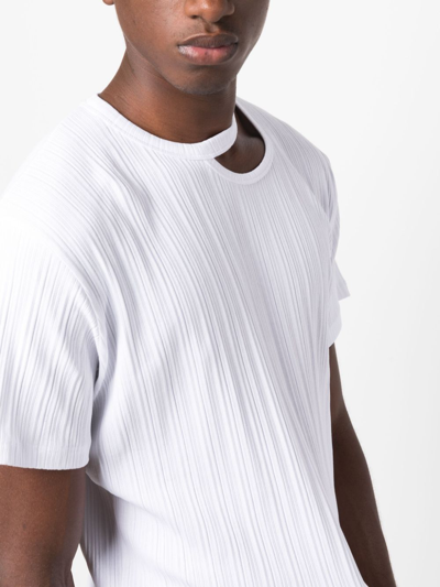 Shop Lgn Louis Gabriel Nouchi Cut-out Plissé Cotton T-shirt In White