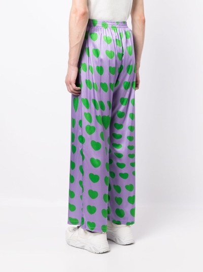 Shop Natasha Zinko Heart-print Flared-trousers In Purple