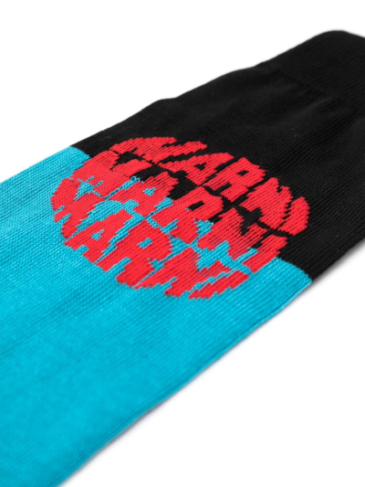 Shop Marni Jacquard Logo-motif Cotton Socks In Blue