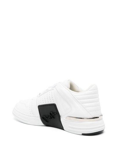 Shop Philipp Plein Low-top Leather Sneakers In White