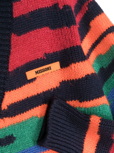 Shop Missoni V-neck Intarsia Knit-pattern Cardigan In Black