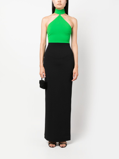 Shop Solace London Two-tone Crepe Maxi Dress In Green