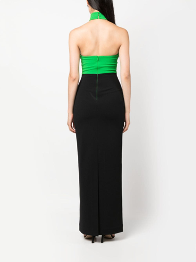 Shop Solace London Two-tone Crepe Maxi Dress In Green