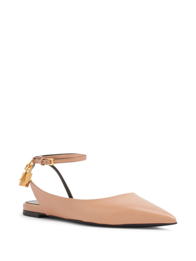 Shop Tom Ford Shiny Kid Slingback Ballerina Shoes In Pink