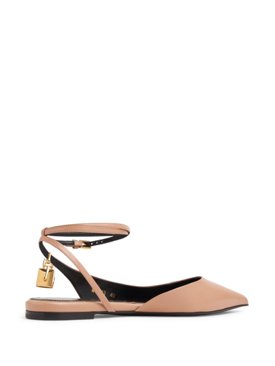 Shop Tom Ford Shiny Kid Slingback Ballerina Shoes In Pink