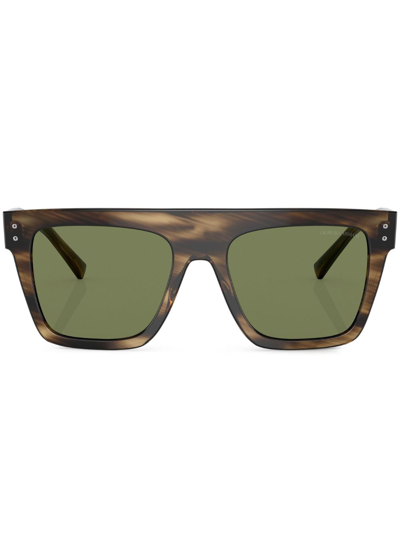 Shop Giorgio Armani Tortoiseshell-effect Square-frame Sunglasses In Brown
