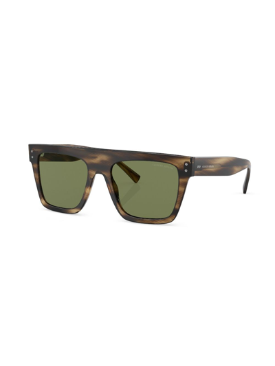 Shop Giorgio Armani Tortoiseshell-effect Square-frame Sunglasses In Brown