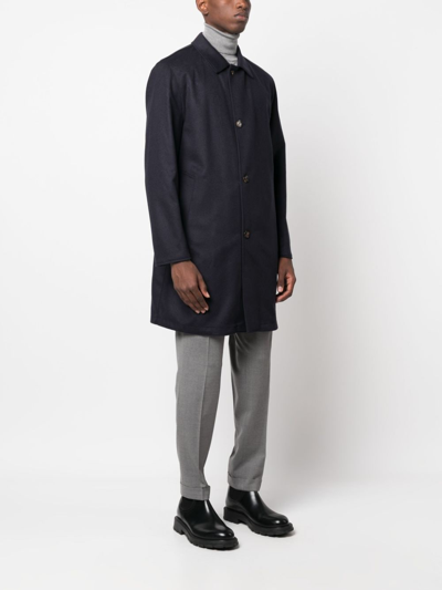 Kired Single-breasted Cashmere Coat In Blue