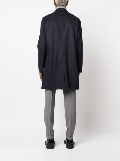 Kired Single-breasted Cashmere Coat In Blue