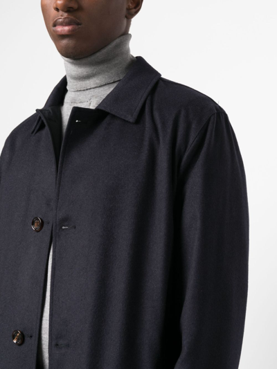 Kired Single-breasted Cashmere Coat In Blue