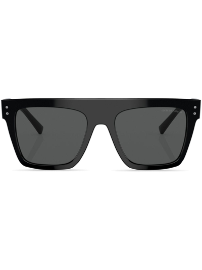 Shop Giorgio Armani Logo-print Square-frame Sunglasses In Black