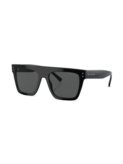Shop Giorgio Armani Logo-print Square-frame Sunglasses In Black