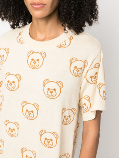 Shop Moschino Toy-bear Motif T-shirt Dress In Neutrals