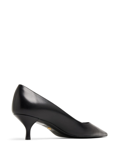 Stuart Weitzman Stuart Leather Kitten-heel Pumps In Black