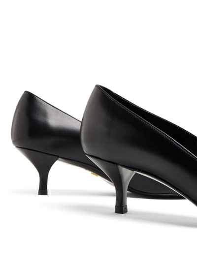 Stuart Weitzman Stuart Leather Kitten-heel Pumps In Black