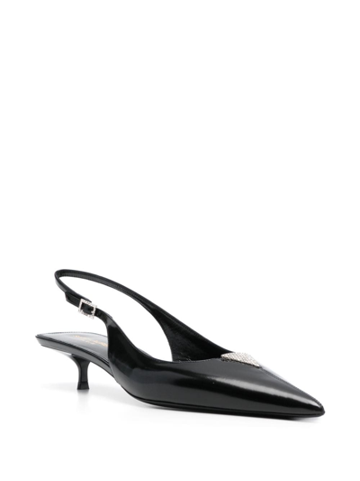 Shop Saint Laurent Cherish 30mm Rhinestone-embellished Pumps In Black