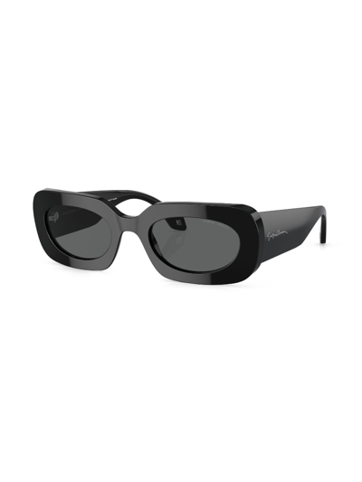 Shop Giorgio Armani Logo-print Square-frame Sunglasses In Black