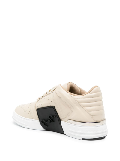 Philipp Plein Low-top Leather Sneakers In Neutrals