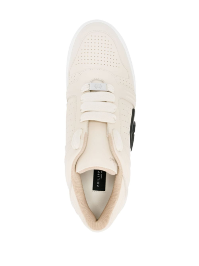 Philipp Plein Low-top Leather Sneakers In Neutrals