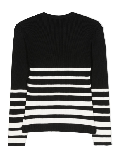 Pinko Ribbed-knit Striped Top In Black