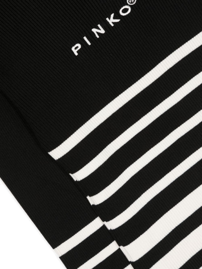 Pinko Ribbed-knit Striped Top In Black