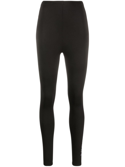 Shop Calvin Klein Logo-print High-waist Leggings In Black