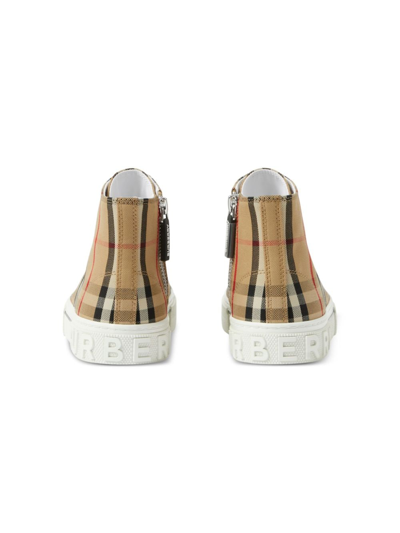 Shop Burberry Vintage Check Canvas Sneakers In Neutrals