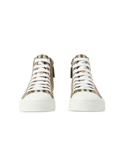 Shop Burberry Vintage Check Canvas Sneakers In Neutrals