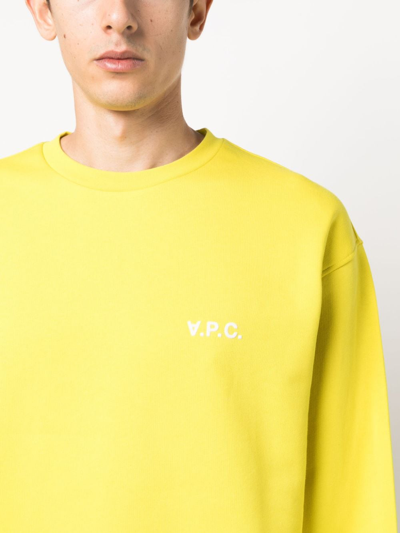 Shop Apc Clint Logo-print Cotton Sweatshirt In Yellow