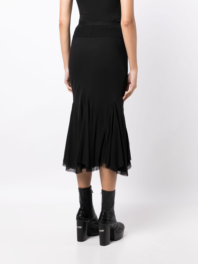 Shop Rick Owens Mermaid Draped Silk Skirt In Black