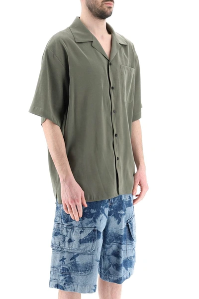 Shop Msgm Short-sleeved Viscose Shirt In Brown