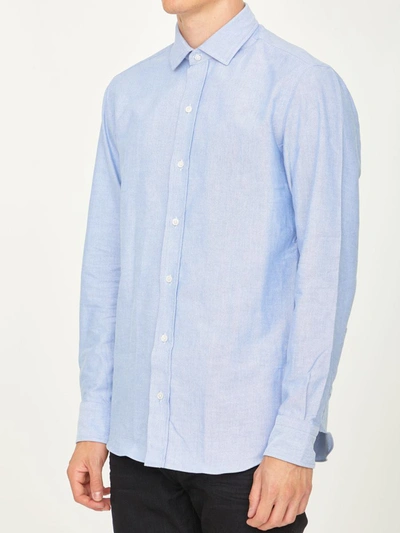Shop Salvatore Piccolo Light-blue Cotton Shirt In Light Blue
