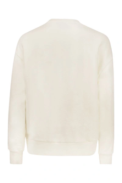 Shop Mc2 Saint Barth Cotton Sweatshirt With Flowers In White