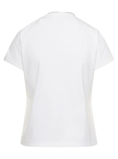 Shop Noir Kei Ninomiya White Crewneck T-shirt With Zip Detail In Cotton Jersey Woman Noir Kei Ninomya