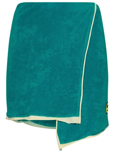 Shop Barrow Turquoise Cotton Blend Skirt In Green