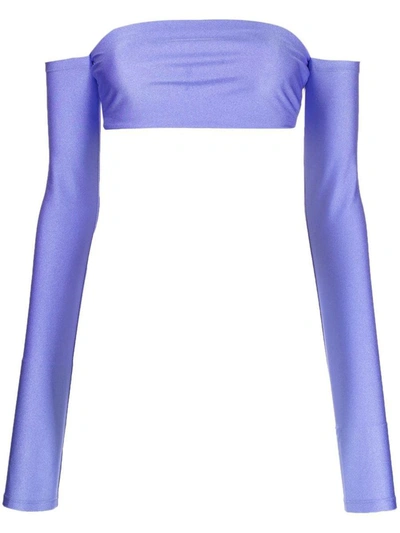 Shop The Andamane Lexi Shiny Crop Top In Lilac