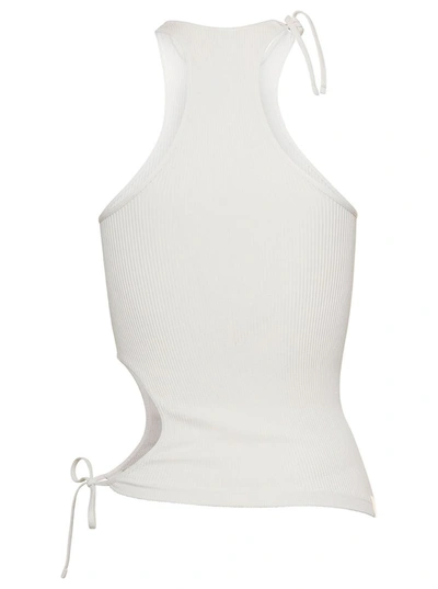 Shop Andreädamo White Tank Top With Cut-out And Laces In Stretch Polyamide Woman