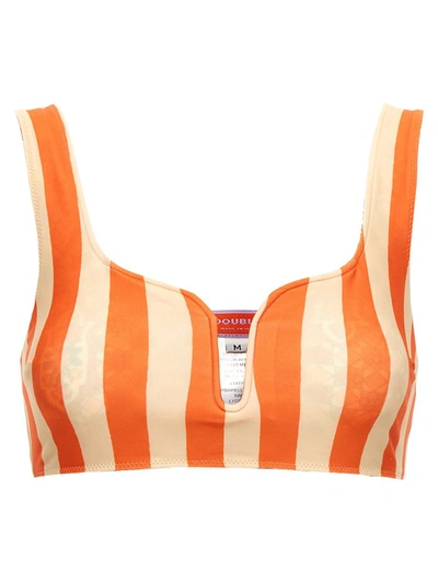 Shop La Doublej 'barbasunbathing' Reversible Bikini Top In Multicolor