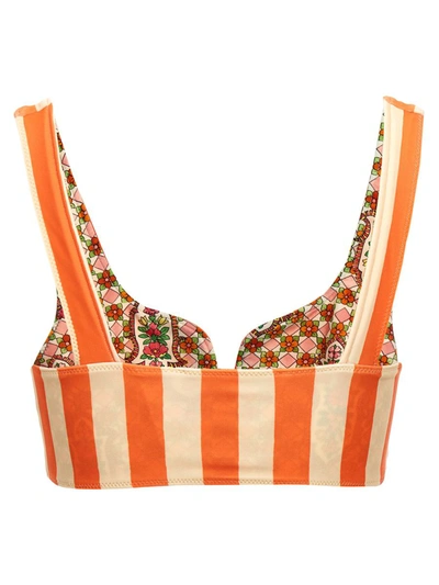 Shop La Doublej 'barbasunbathing' Reversible Bikini Top In Multicolor