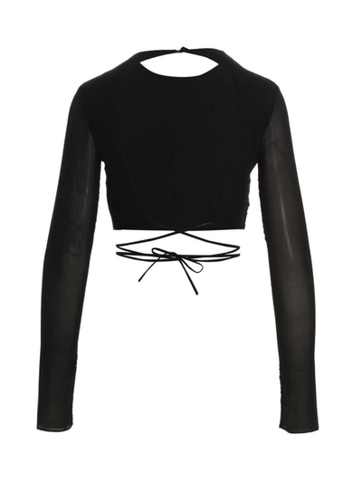 Shop The Andamane Cropped Georgette Top In Black