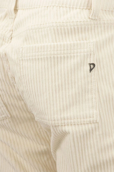 Shop Dondup Newmolly - Velvet Bootcut Trousers In Cream