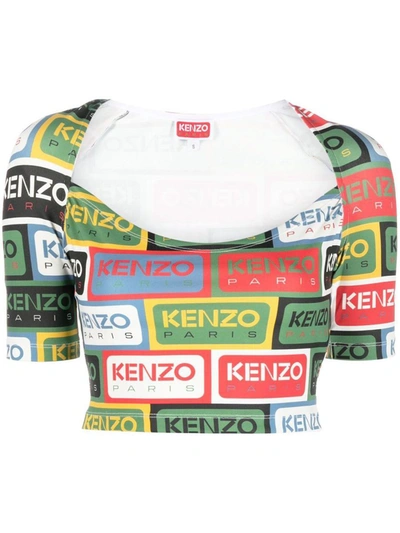 Shop Kenzo Logo-print Crop Top In Spotted