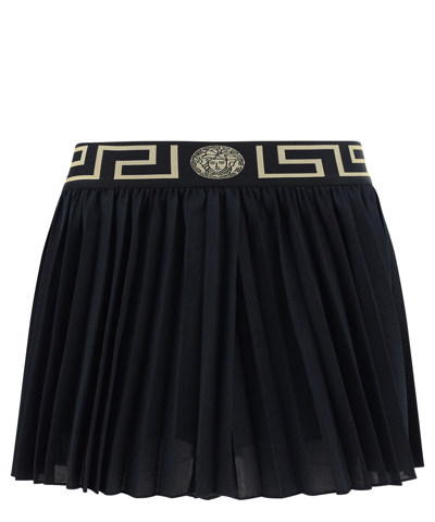 Shop Versace Greca Mini Skirt In Black