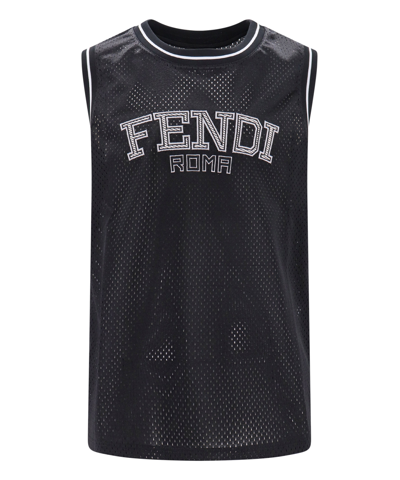 Fendi Tech Mesh Basketball Jersey Top in Gray for Men