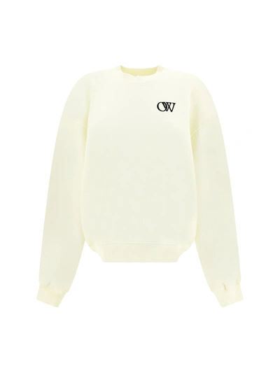 Shop Off-white Cotton Sweatshirt With Flocked Logo