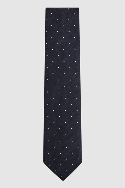 Shop Reiss Levanzo - Navy Silk Textured Polka Dot Tie, One