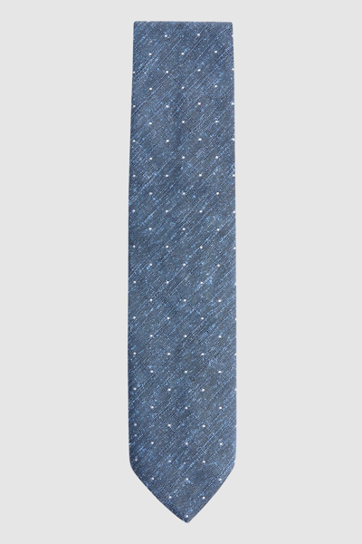 Shop Reiss Levanzo - Airforce Blue Silk Textured Polka Dot Tie,