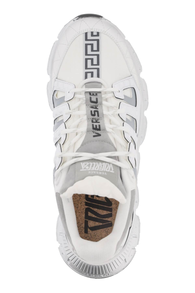 Shop Versace 'trigreca' Sneakers In Silver,white