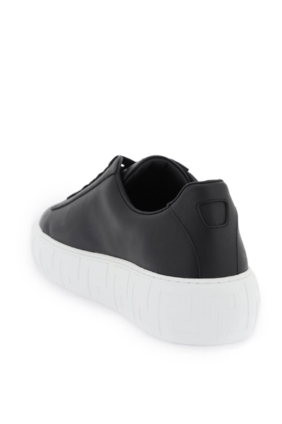 Shop Versace 'greca' Sneakers In Black