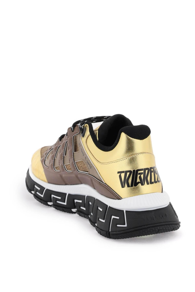Shop Versace 'trigreca' Sneakers In Brown,gold